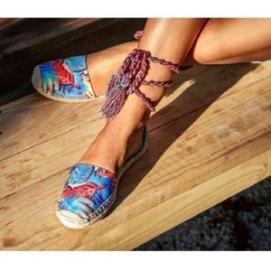 CIRCUS by SAM EDELMAN Lenora Bright Floral Ankle Tie Espadrilles Shoe Womens 7.5